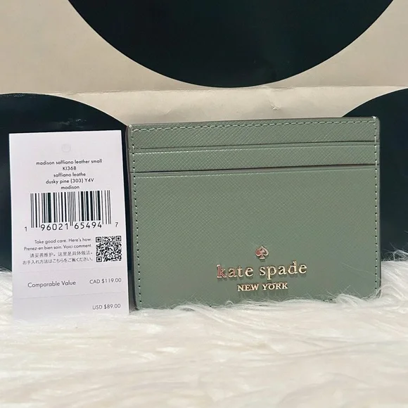 kate spade | Bags | Kate Spade Saffiano Leather Dusty Pine Card